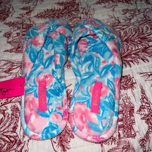 Lilly Pulitzer Bondi Blue MY LITTLE PEONY SLIPPERS GWP NWT